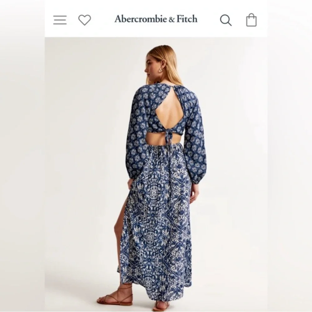 A&F Long-Sleeve Plunge Cutout Maxi Dress